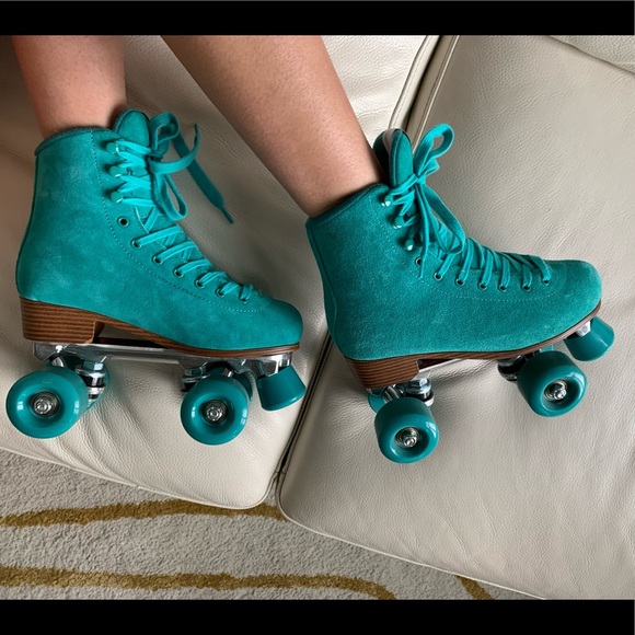 Intentionally Blank Turquoise Ring Skate Suede Roller Skates 39 - Picture 12 of 14